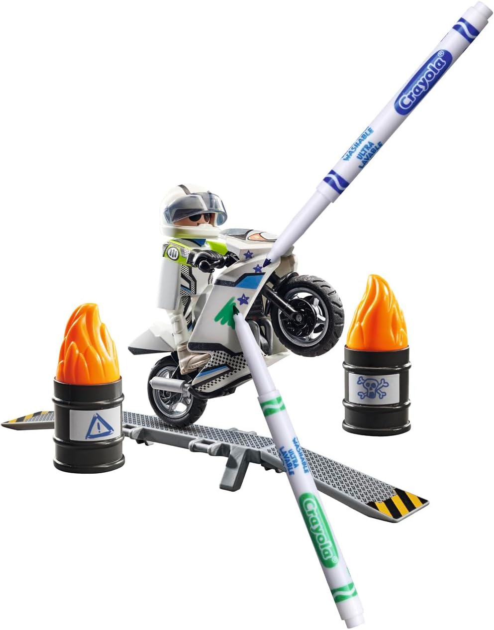 Detalle 2 de PLAYMOBIL Color 71377 Motocykl do kolorowania z rampą i zmywalnymi pisakami