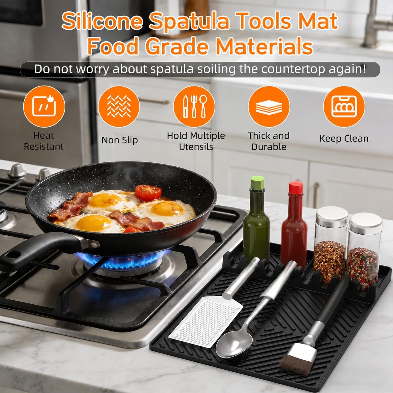 Thumbnail 3 de Find law GJD-cheng Silicone Griddle Tool Mat, 15.7 x 11.2 in, Black