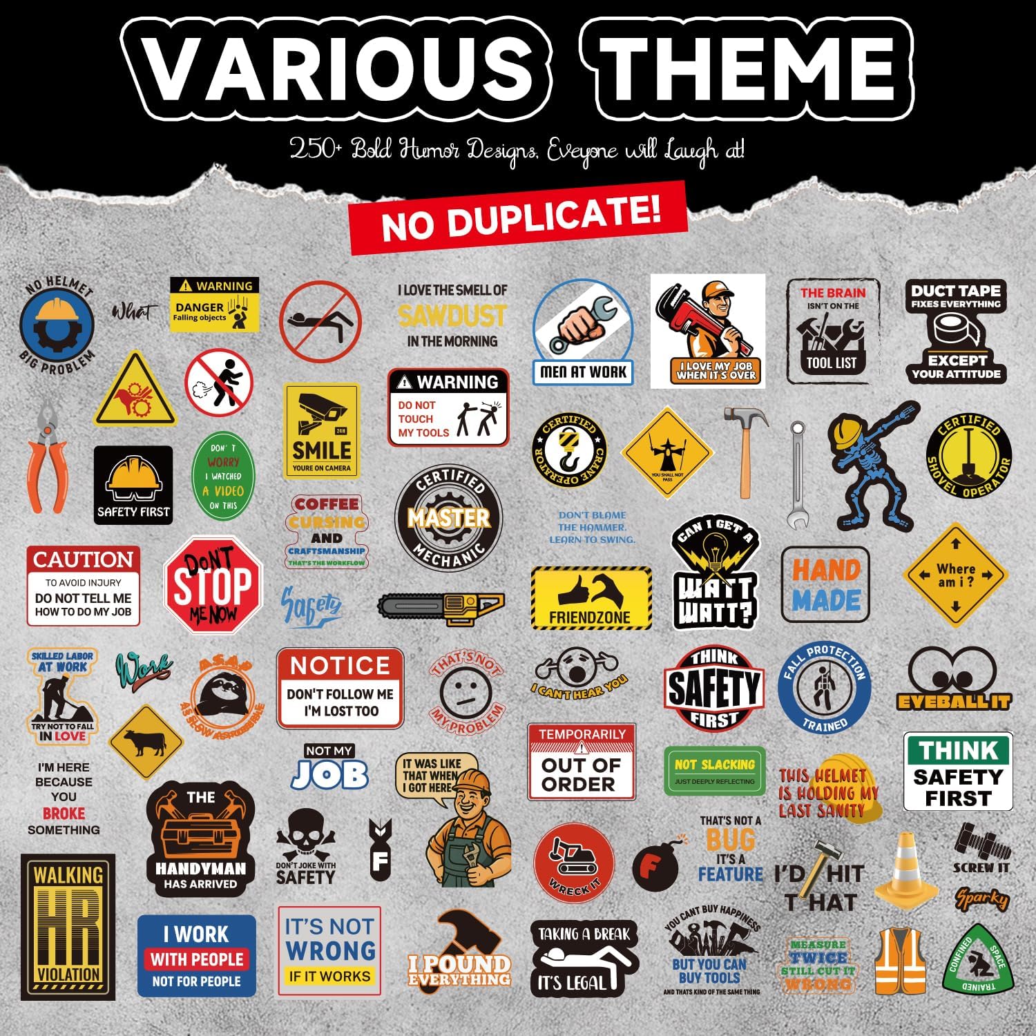 Thumbnail 4 de VYRANA LLAQTZ-Safety Work Quotes Hard Hat Stickers, 250-Piece Waterproof Vinyl Set