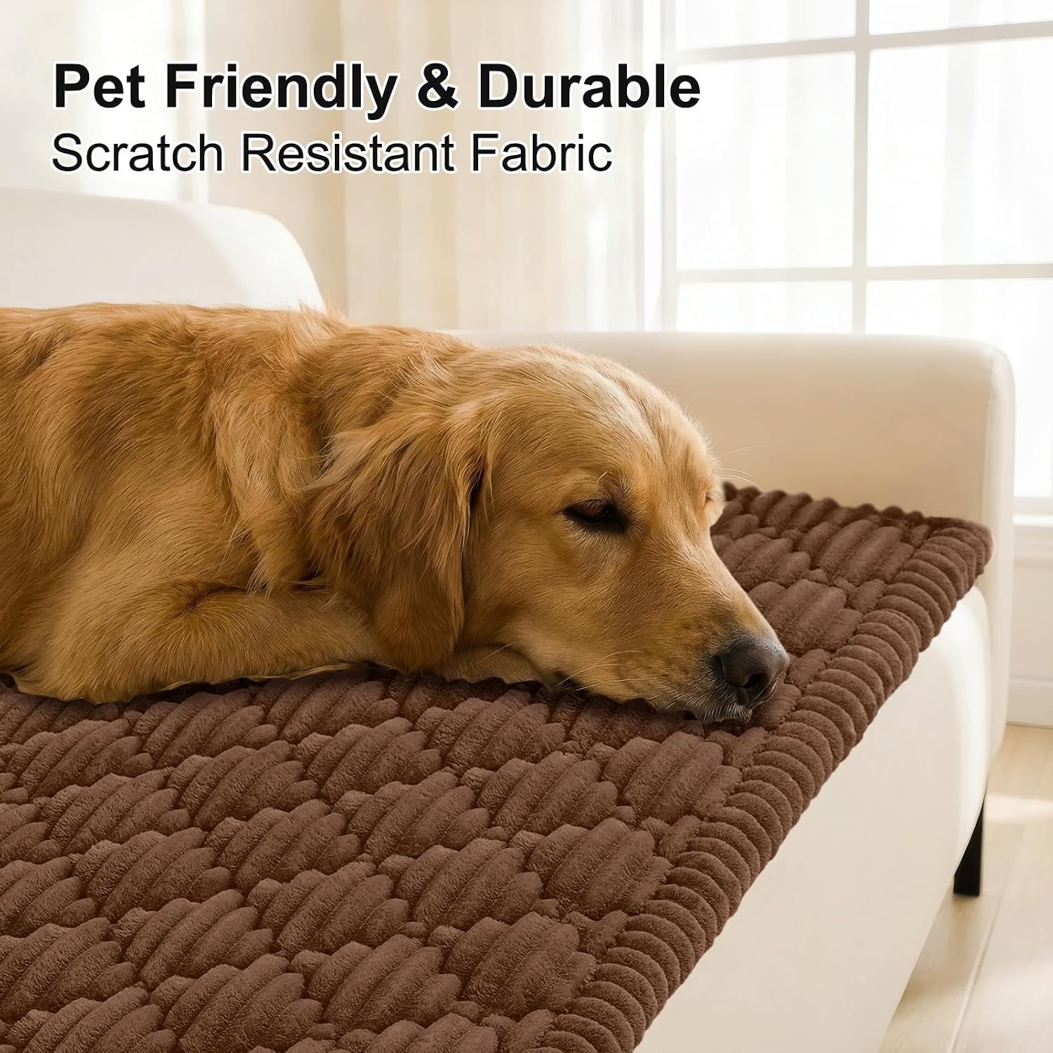 Detalle 2 de Smiry Pet Couch Covers for Dogs (Chocolate, 27.6" x 70.9") — washable, non-slip sofa slipcover