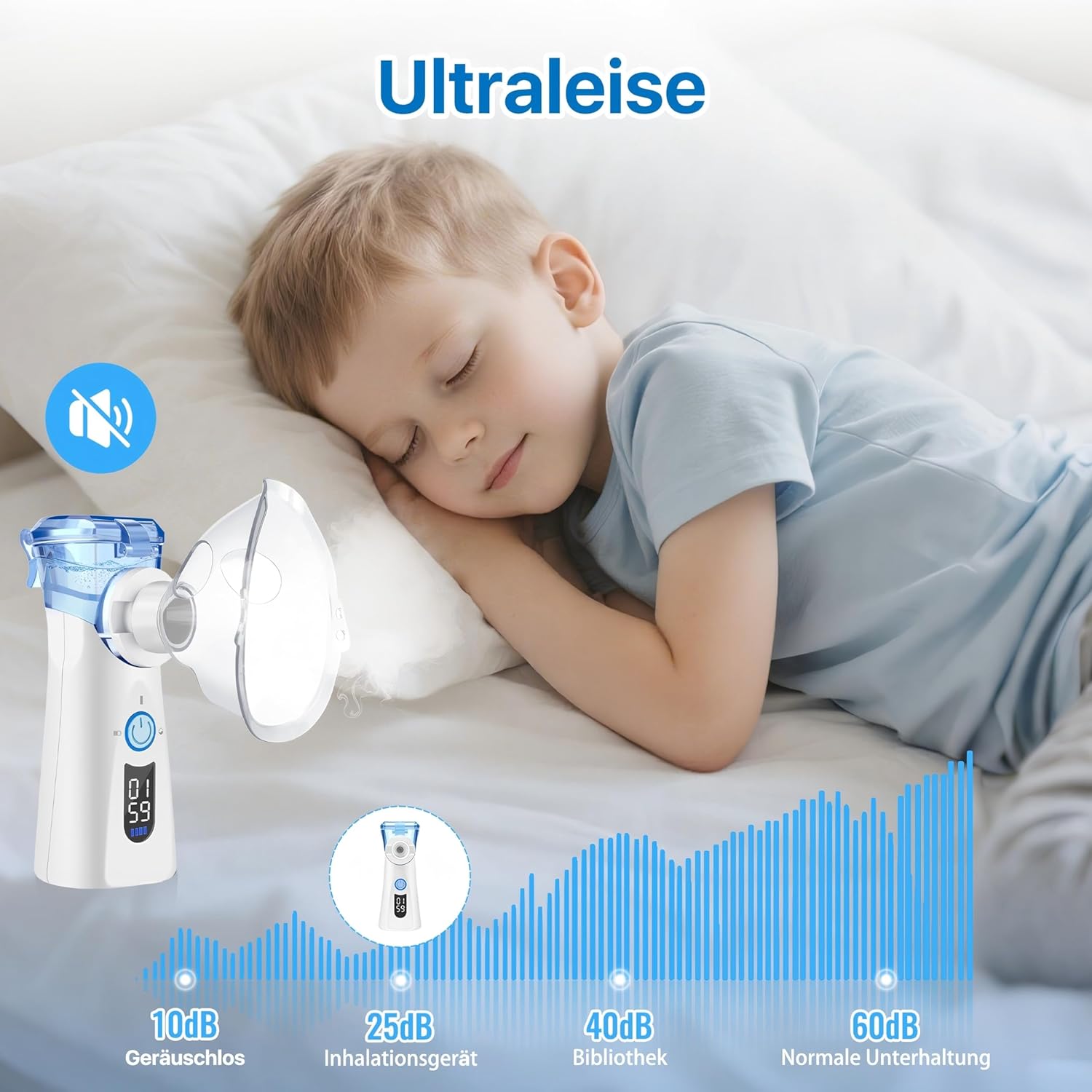 Thumbnail 4 de VapoZen Ultra Leise Inhalationsgerät mit LED-Display, Typ‑C Akku und 2 Masken