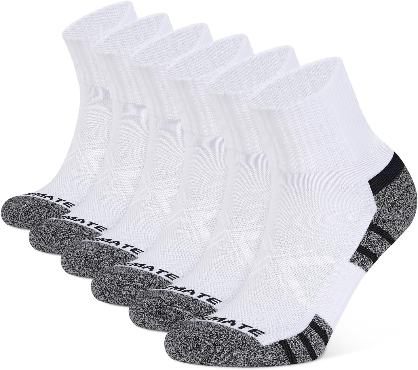 Detalle de CLOSEMATE Mens Sports Quarter Ankle Socks (6 Pairs) – anti-blister cushioned trainer socks