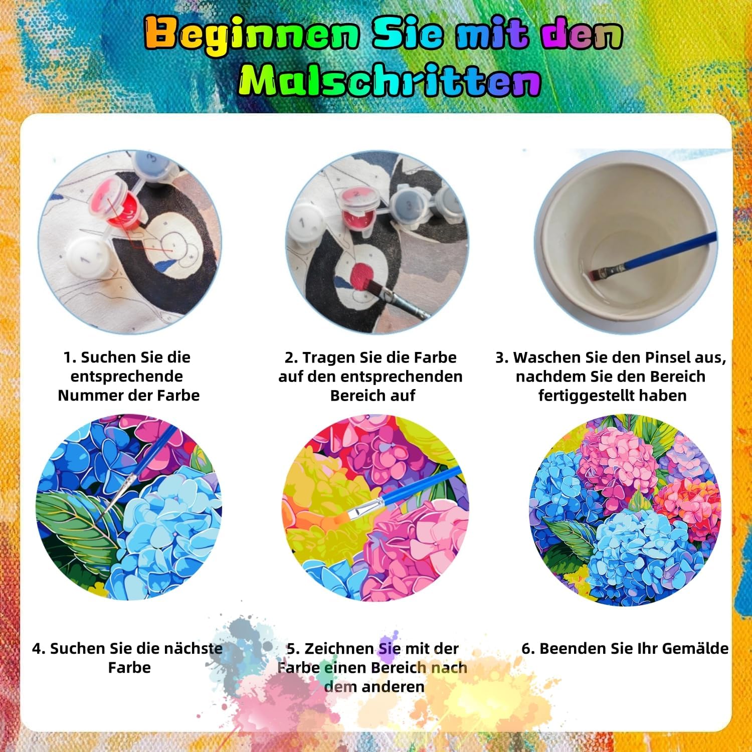 Thumbnail 3 de 77iiAii Adults Paint by Numbers Oil Painting Kit (40 x 50 cm) with 3 Brushes, Acrylic Paint & Hanging Hooks