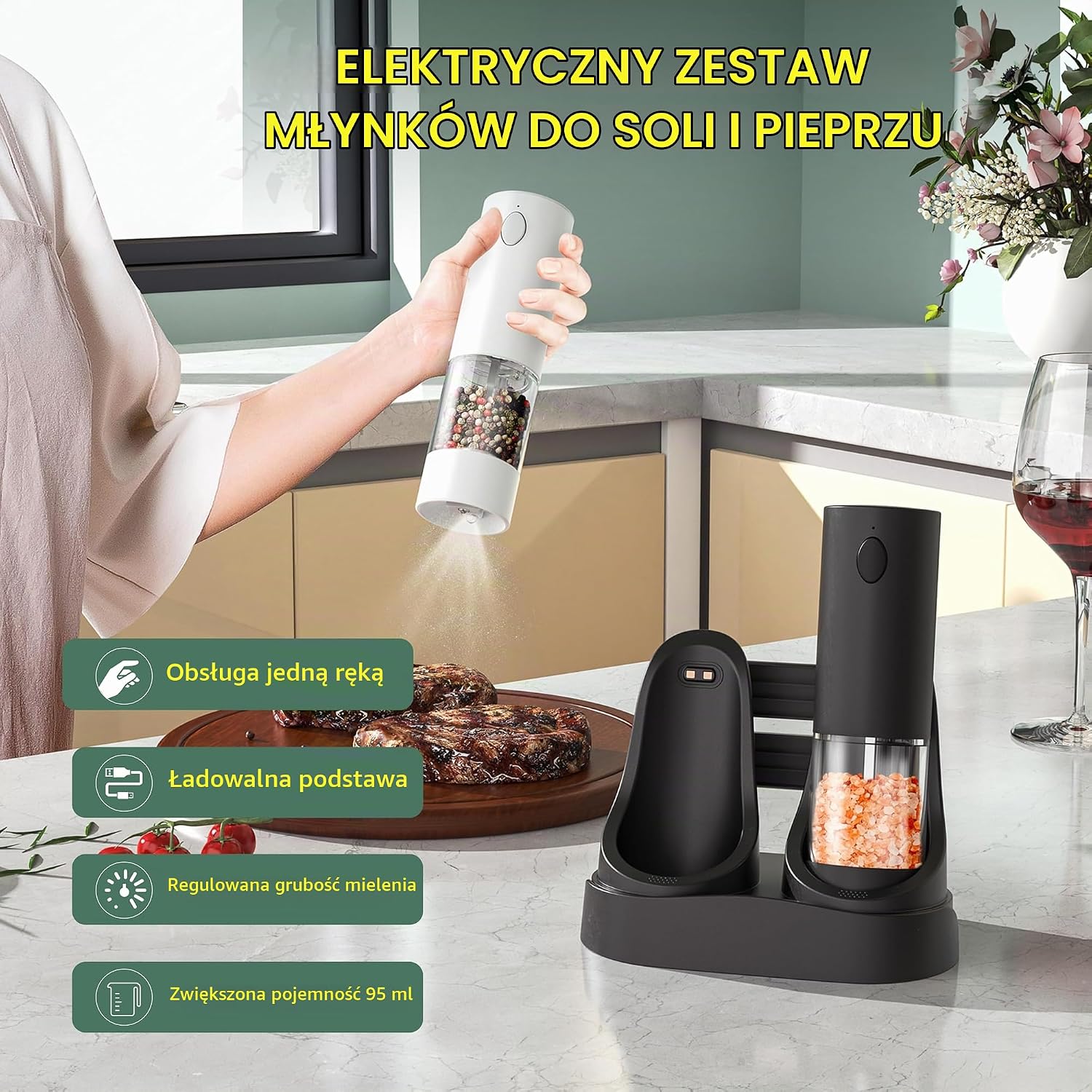 Thumbnail 6 de WallEgo YC-YMQ-Small – zestaw młynków do soli i pieprzu ze szkła i ceramiki