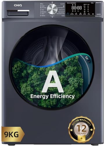 Detalle de CHiQ 9kg Front Load Washing Machine with Class A for Large Families (Grey) – Space-Saving, Energy Efficient