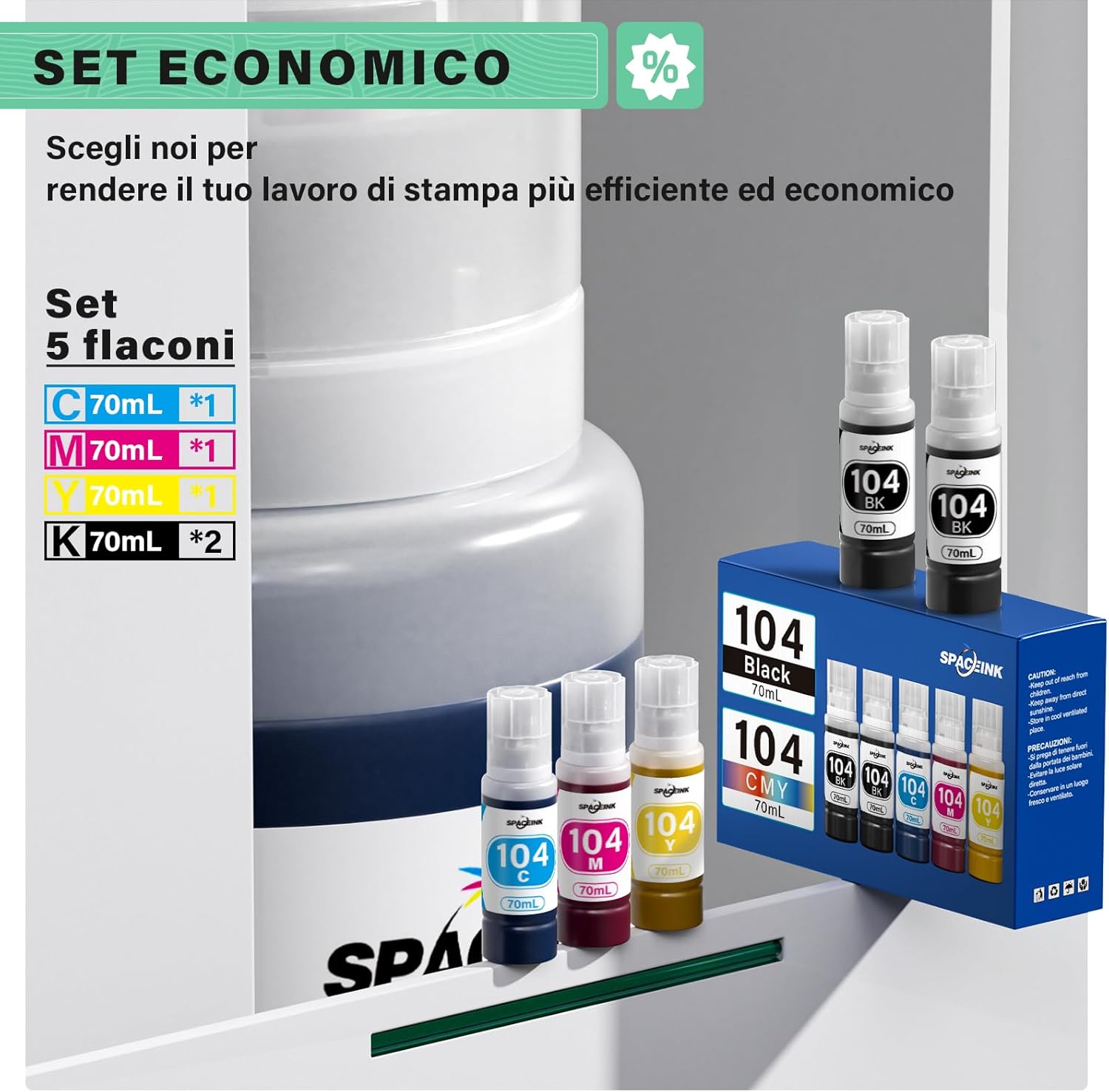 Thumbnail 5 de Spaceink Inchiostro 104 5x70 ml 🖨️