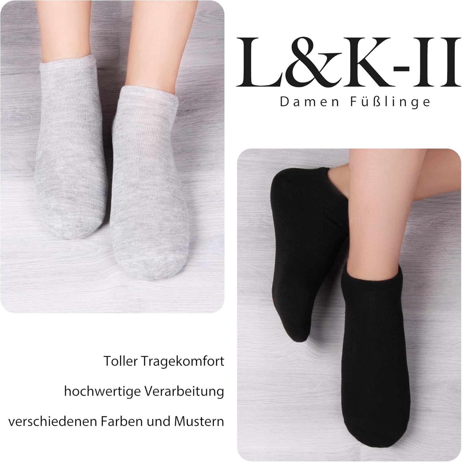 Thumbnail 2 de L&K-II L&K-II 12 paia di stivaletti calzini da sneaker da donna in cotone 92238