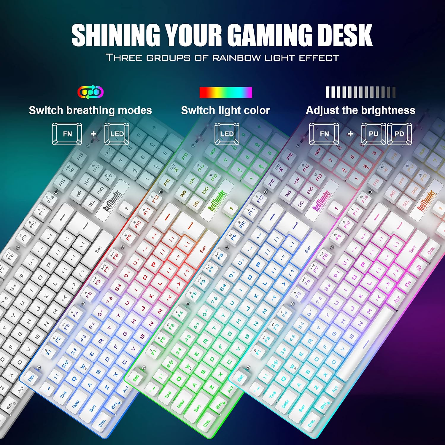 Detalle de RedThunder wireless gaming keyboard and mouse combo K10