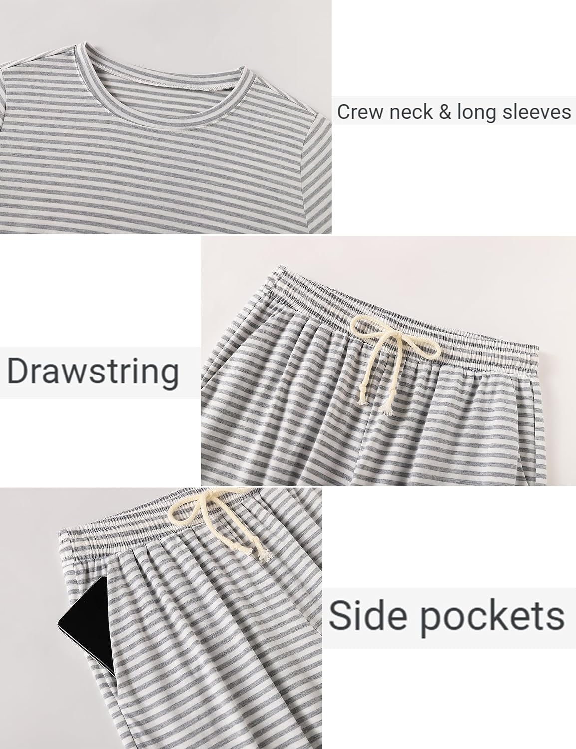 Detalle de Rapbin Damen-Schlafanzug Set mit 95% Polyester