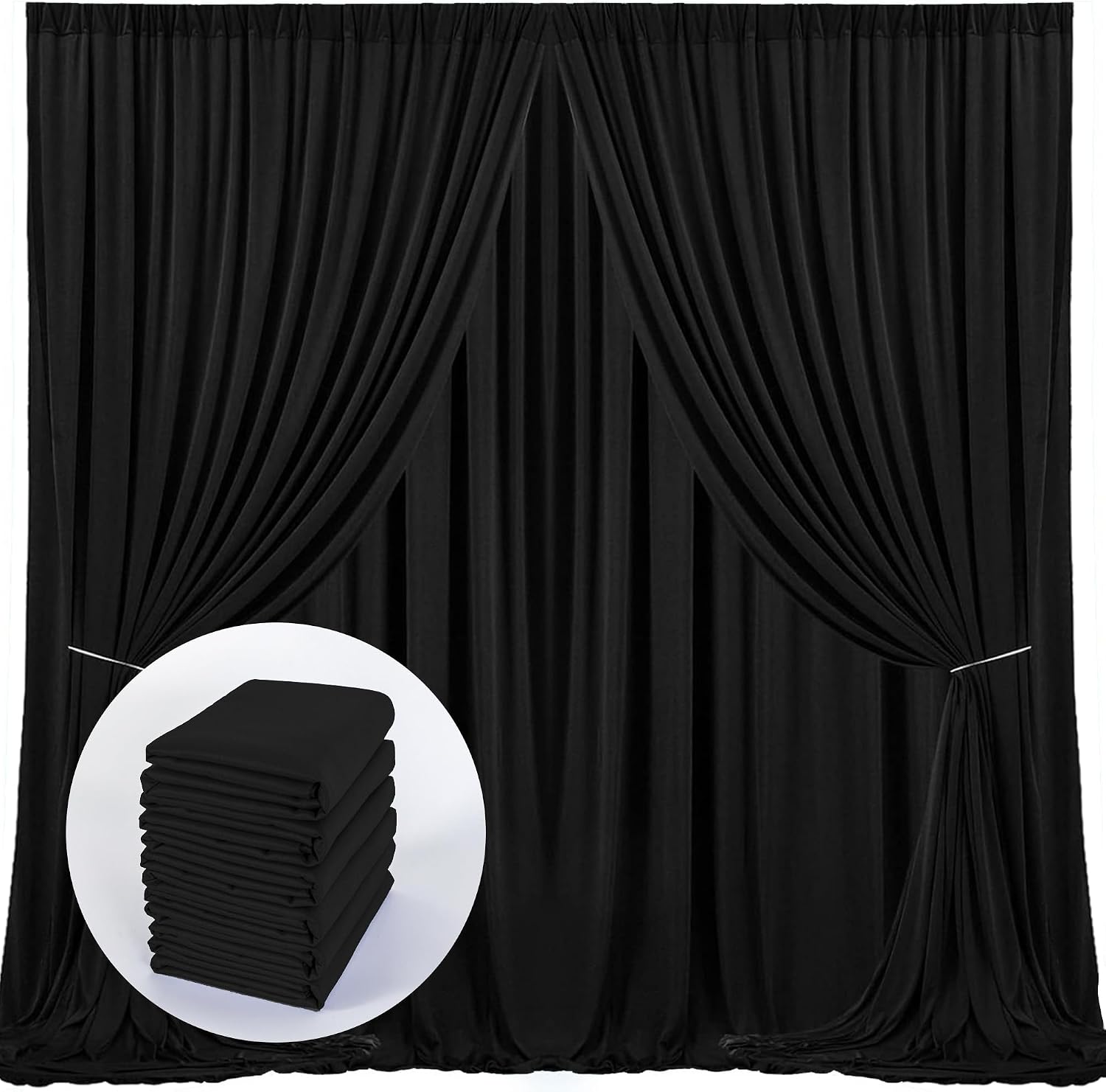 Detalle de Black Photo Backdrop Curtains 5 ft x 10 ft
