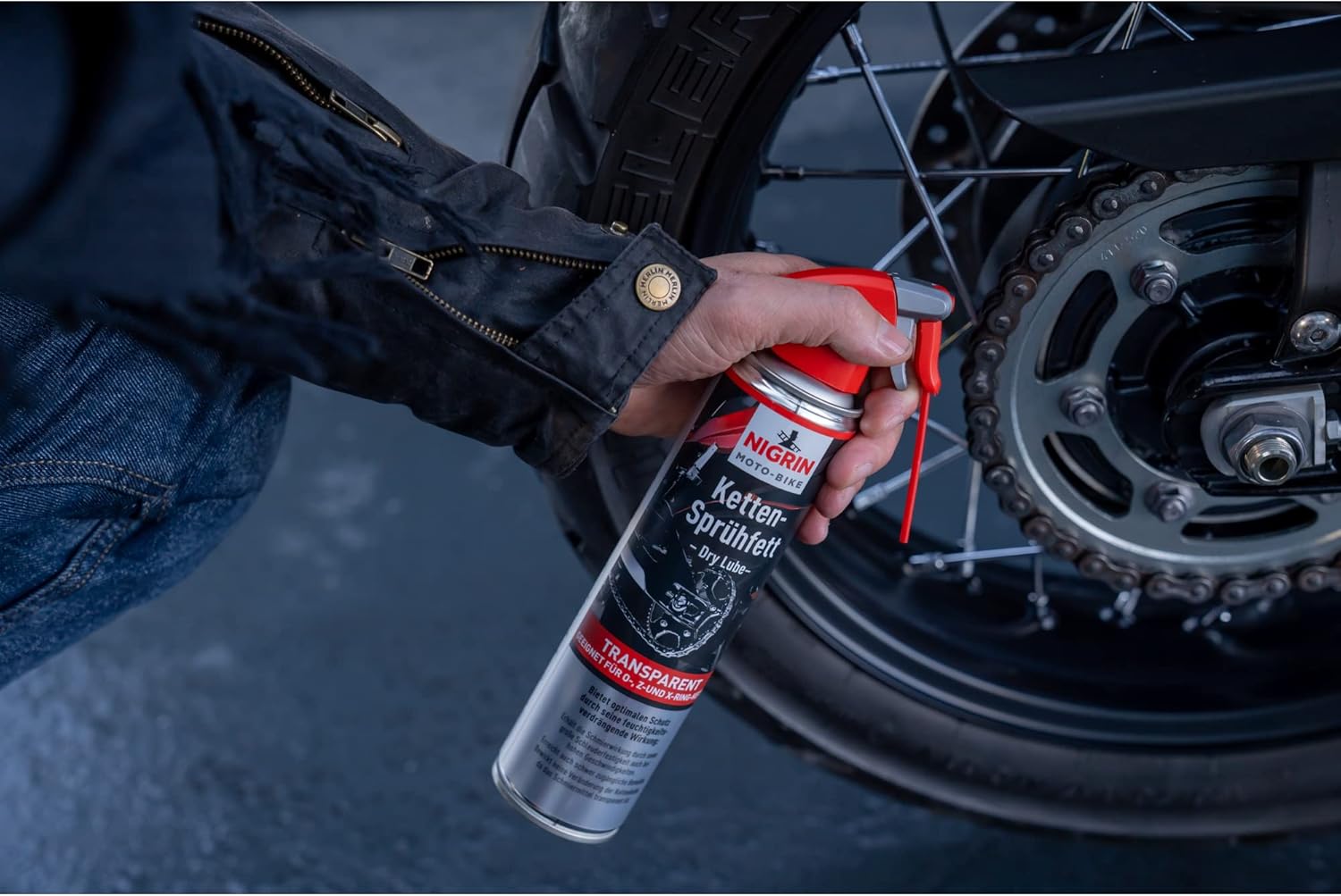 Thumbnail 3 de NIGRIN MOTO-BIKE Dry Lube Ketten-Sprühfett – 6x400 ml für O-, Z- und X-Ring-Ketten