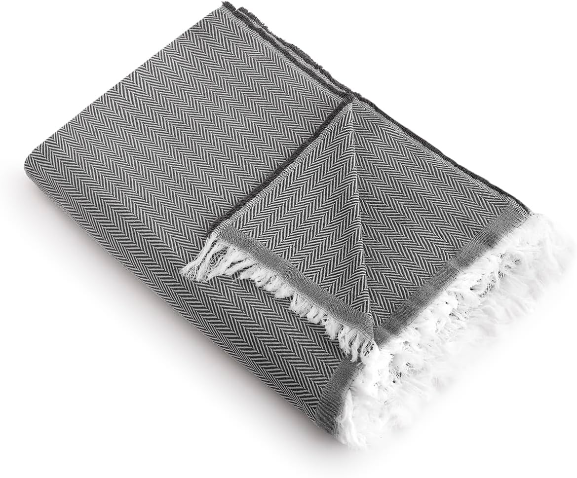 Detalle de Textilhome Copridivano e Copriletto Multiuso Modello Martina “plaid/foulard” 130x180 cm – grigio scuro, certificato OEKO-TEX