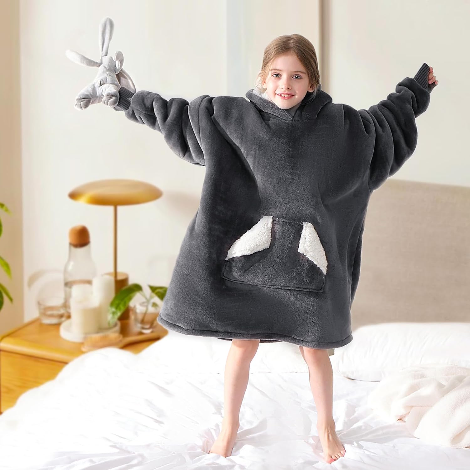 Thumbnail 6 de Touchat Kids Wearable Hoodie, Sherpa Blanket Sweatshirt with Hood and Pocket