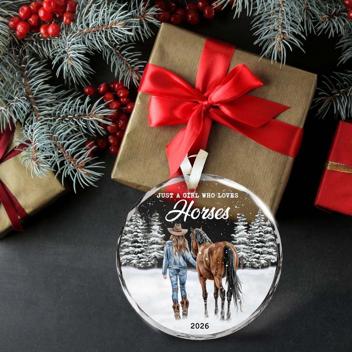 Detalle de Glass Horse Christmas Ornament 2026