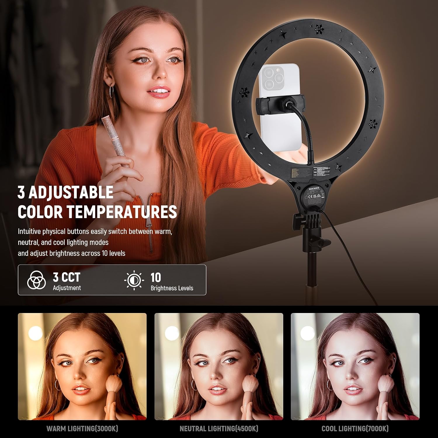 Detalle de NEEWER N22 10.5" desk ring light for streaming
