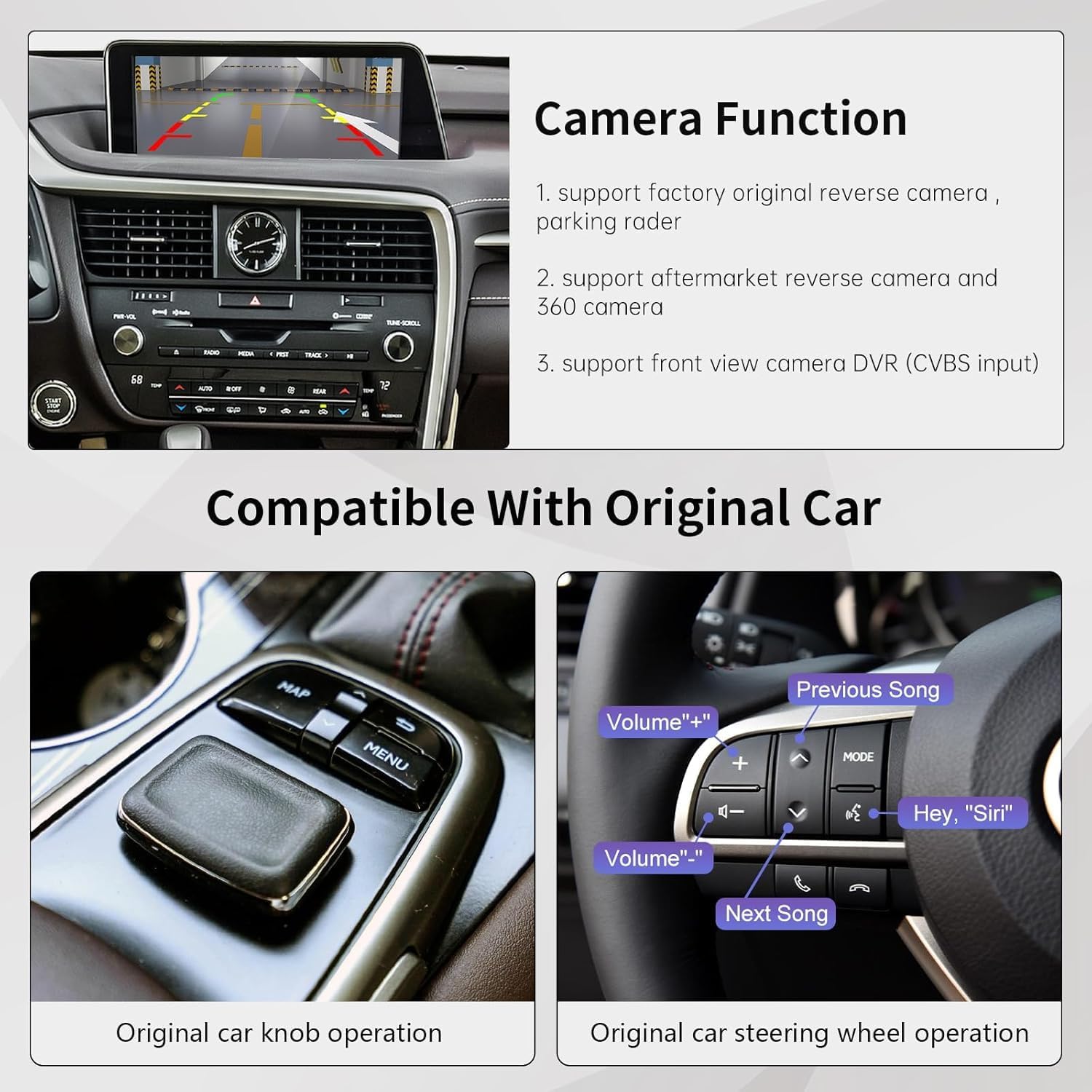Detalle de Road Top Wireless CarPlay Retrofit Kit Decoder for Lexus (small touchpad/joystick) – adds CarPlay/Android Auto functions
