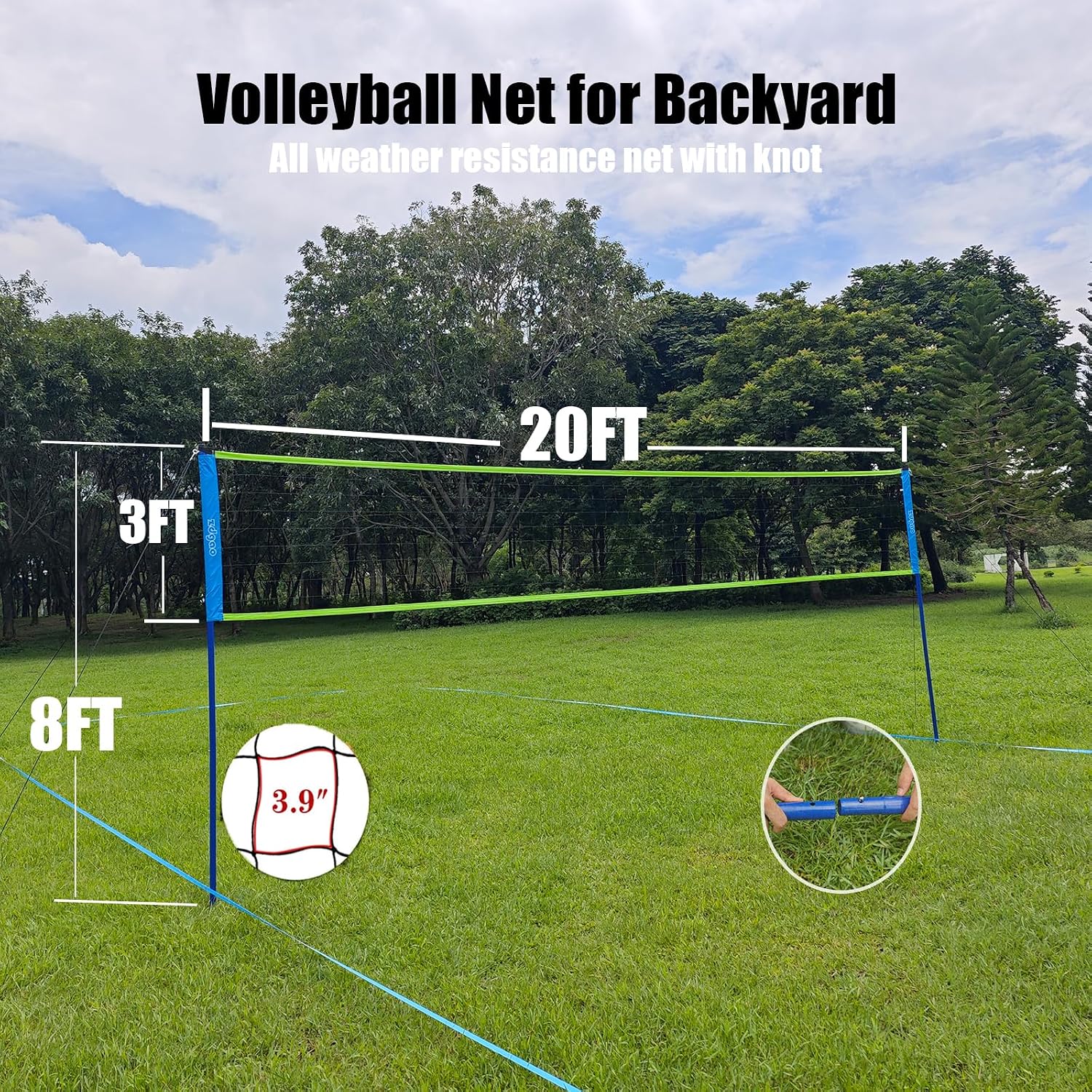 Detalle de Zdgao Outdoor Portable Adjustable Volleyball Net System: Complete Practice Kit