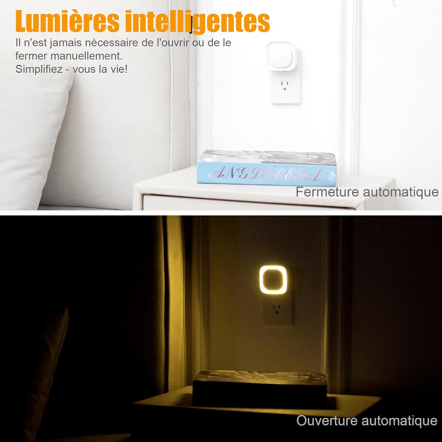 Thumbnail 3 de YUNLEX 2 Pcs Veilleuses LED Automatiques avec capteur crépusculaire – 3 niveaux de luminosité