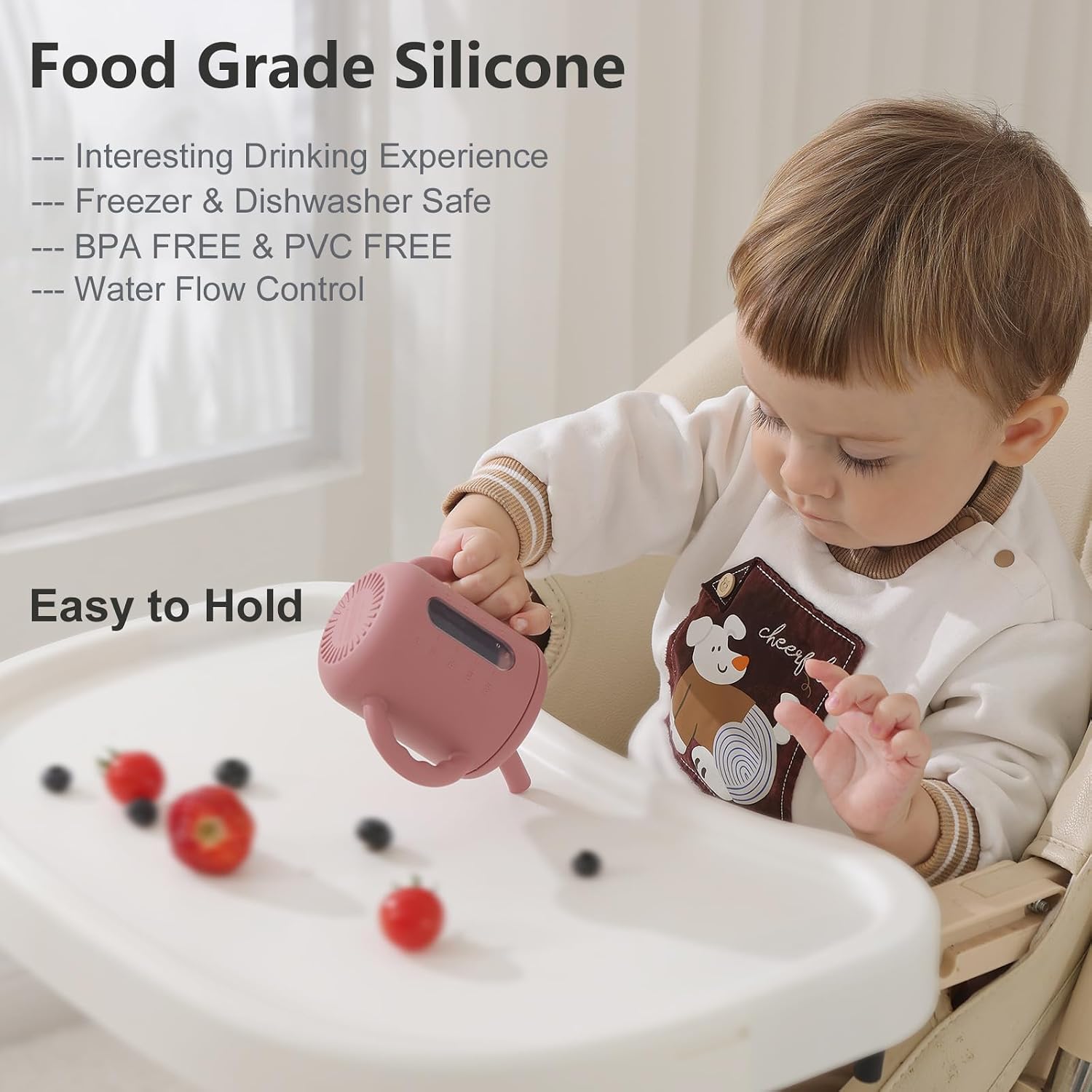 Detalle 2 de Seposeve YSTSHSC051 Silicone Sippy Cups, 2-Pack, 6 oz with Handles
