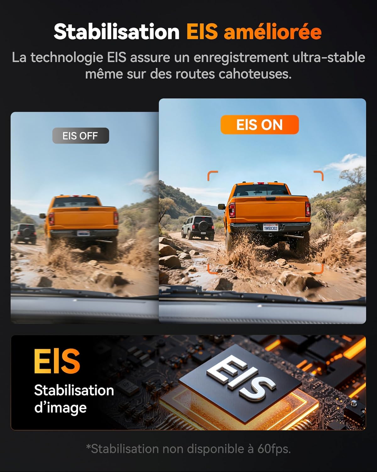 Thumbnail 4 de WOLFBOX X3 Pro Dual Starvis 2 (IMX675) — Dashcam avant arrière 1440P 60FPS + ADAS, GPS et Wi‑Fi 5,8 GHz