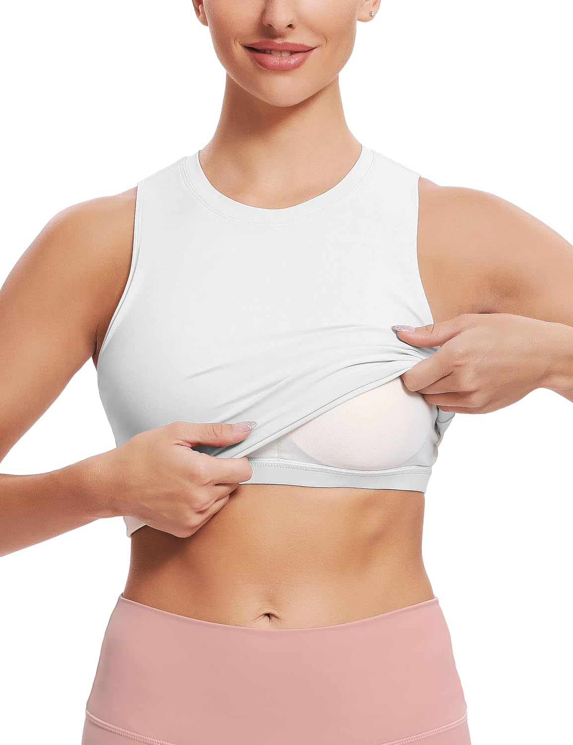 Detalle de Natural Feelings Nudi Sports Bras for Women with Removable Padded Yoga Tank Design