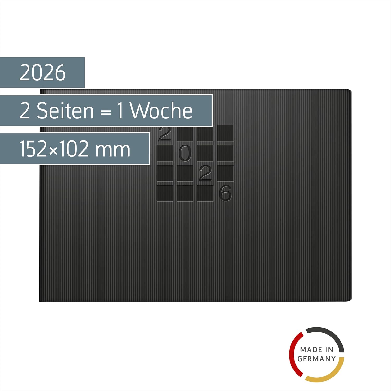 Thumbnail 1 de rido/idé Taschenkalender Septimus '26 – A6, Schwarz, Klebebindung, auswechselbares Adressheft