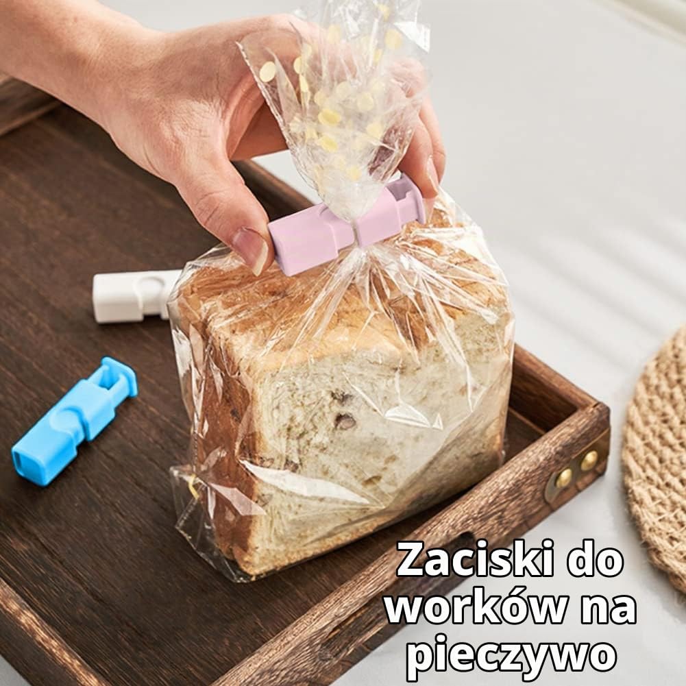 Detalle 1 de AUAUY antypoślizgowe klipsy do żywności, 16 szt., 4 kolory, 6,2 cm