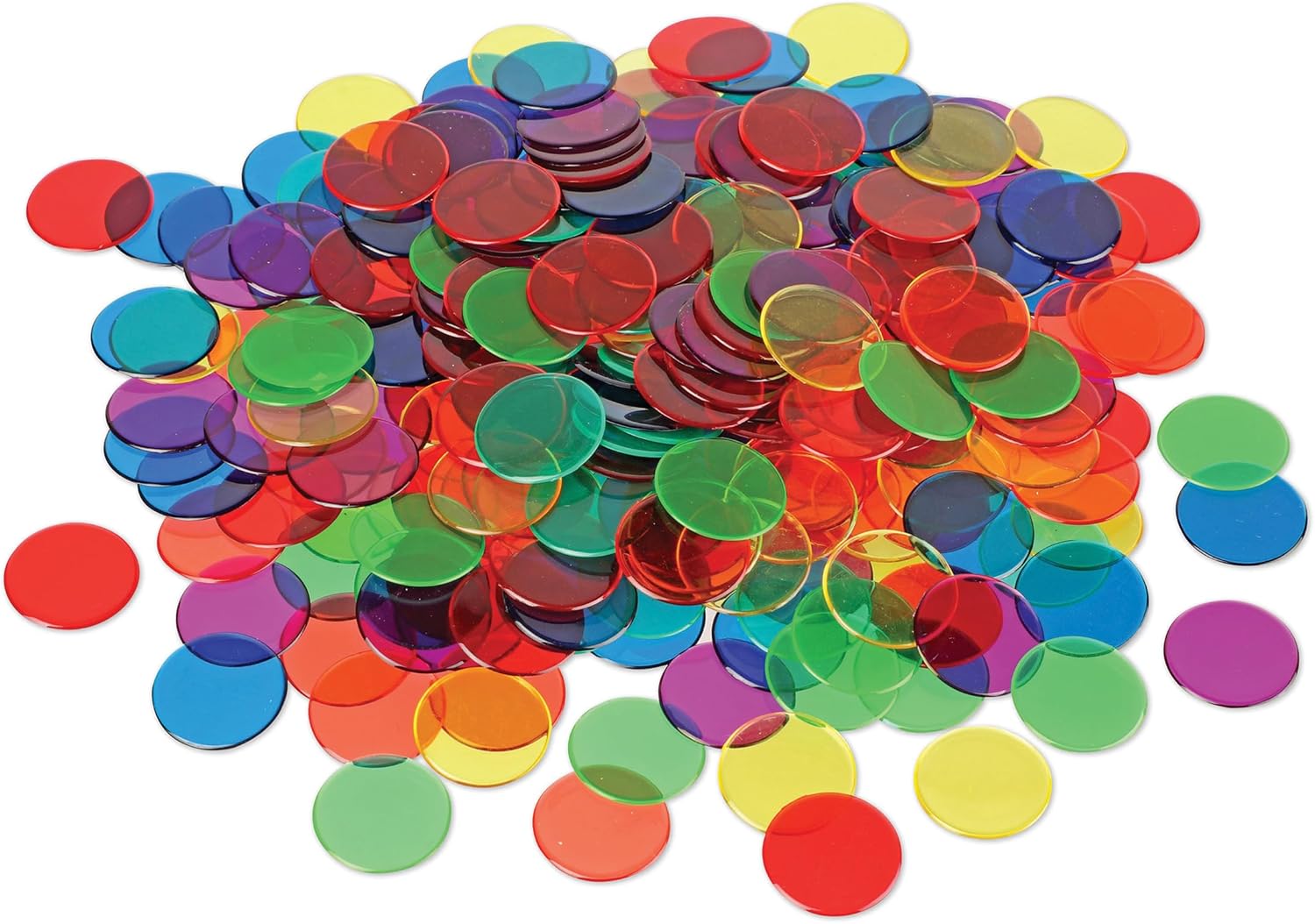 Detalle de Learning Resources Dischetti Trasparenti Colorati (250 pezzi, 2 cm) – 6 Colori per attività matematiche per bambini dai 5 anni