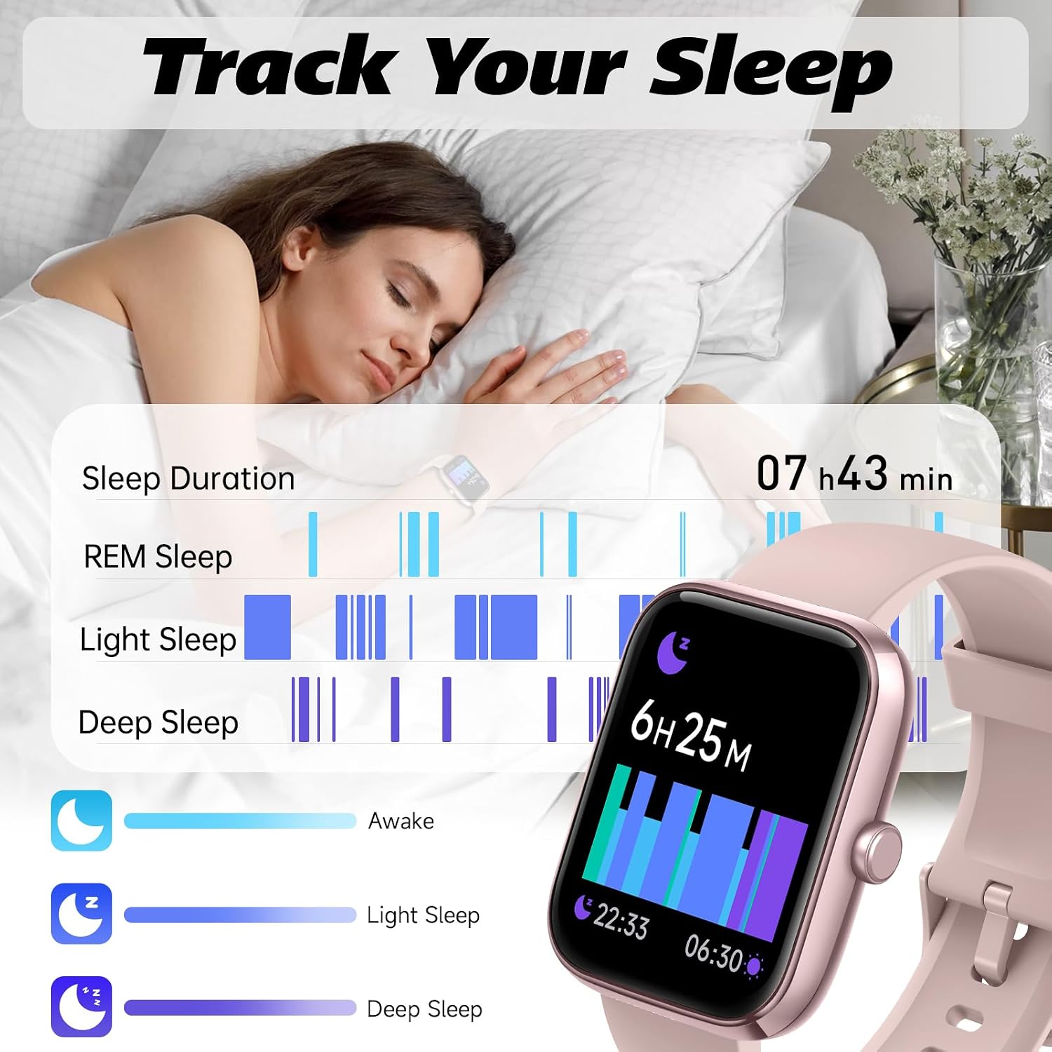 Detalle 2 de VRPEFIT IDW25 Smart Watch with Alexa, Bluetooth Calling and 100+ Sport Modes
