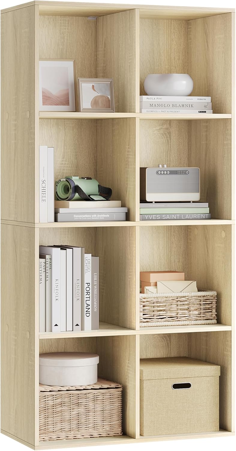 Detalle de WOLTU Bücherregal 8 Fächer Standregal „helle Eiche“ (60 x 121 x 29,5 cm) SK002hei4