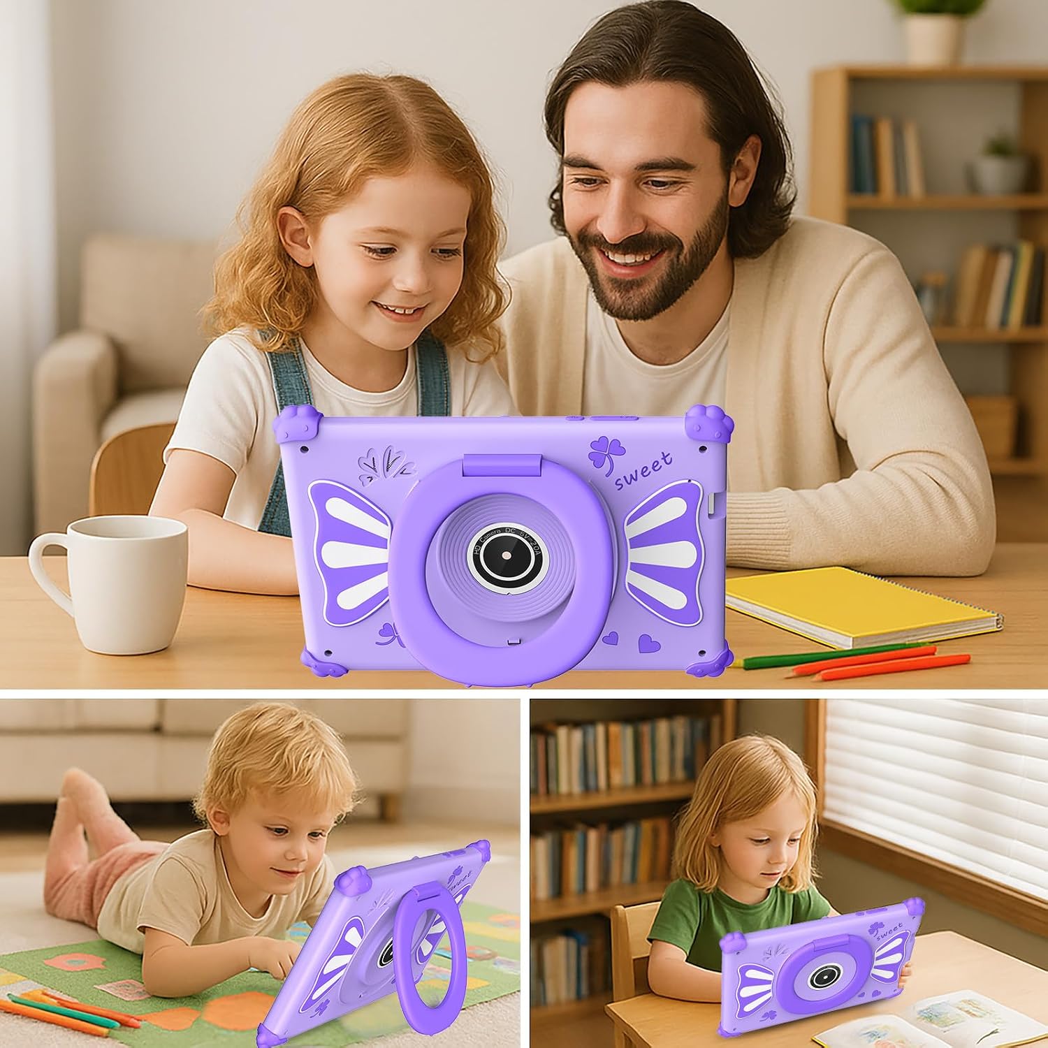 Thumbnail 6 de ascrecem Kinder Tablet 7 Zoll mit Android 15, 6 GB RAM, 32 GB Speicher & WiFi 6 (lila)