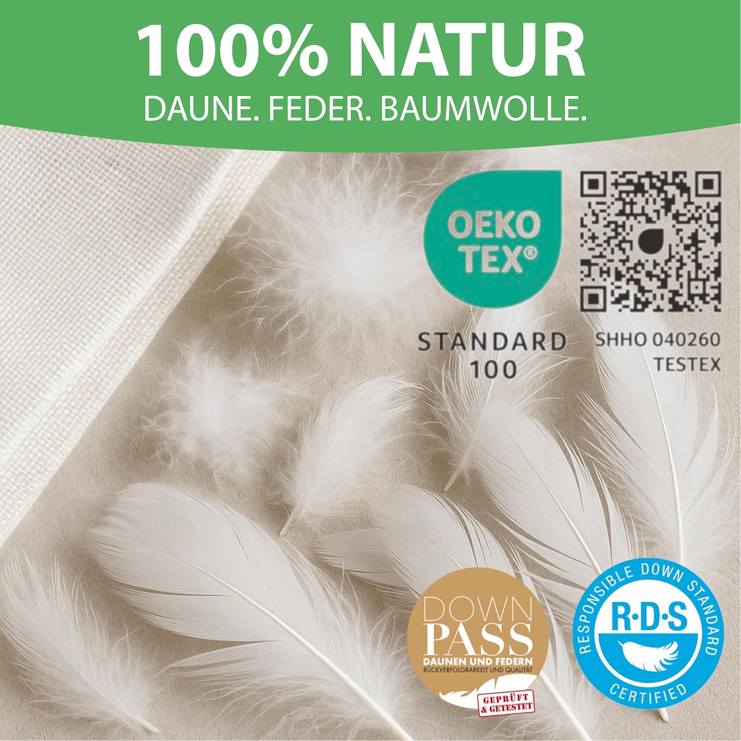 Thumbnail 2 de Welldora Komfort Bettdecke Sommer 155x220 – 100% Extraweiche Federn & Daunen, Allergiker geeignet