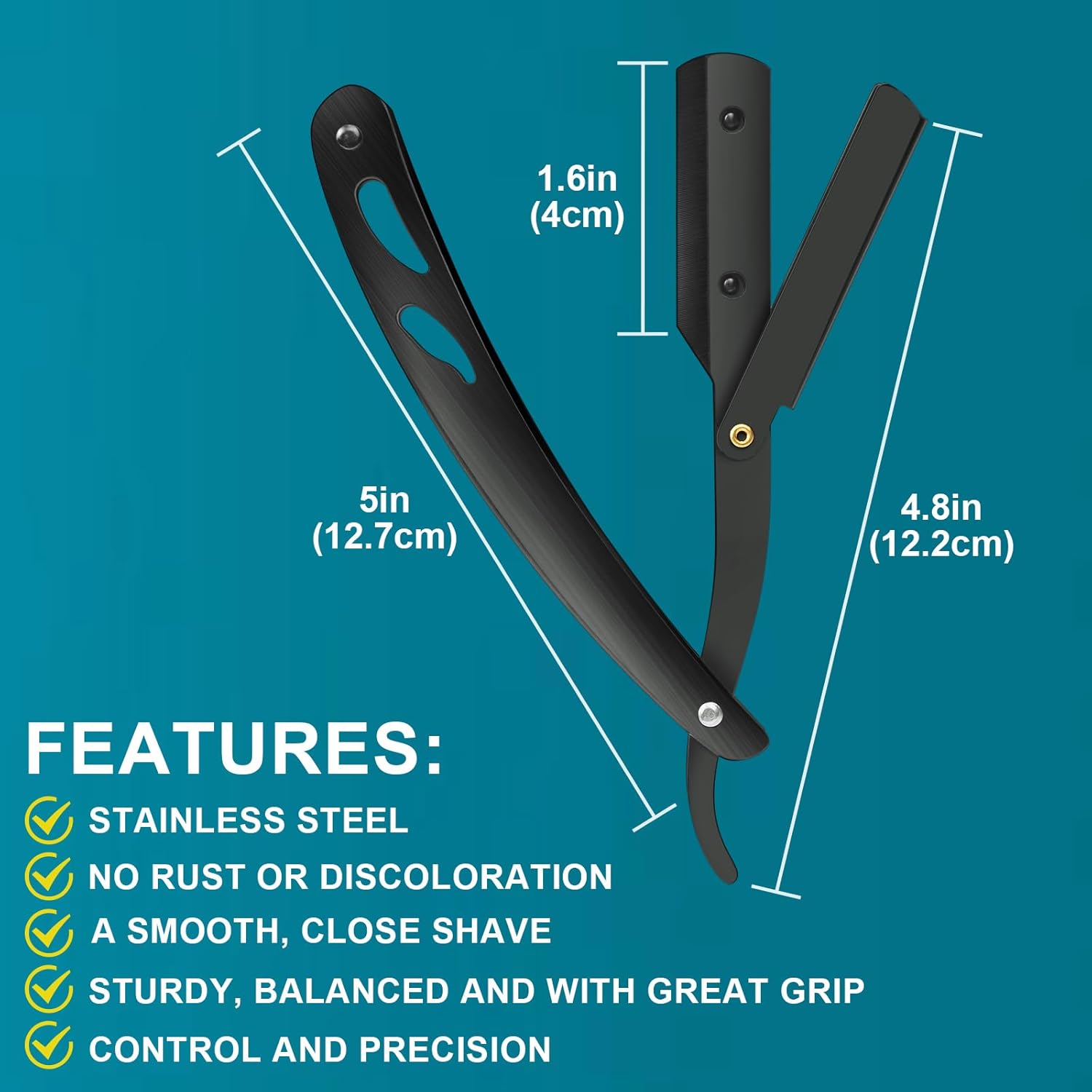 Thumbnail 1 de URAQT Rasoio da barbiere manuale in acciaio inox con 60 mezze lamette, nero