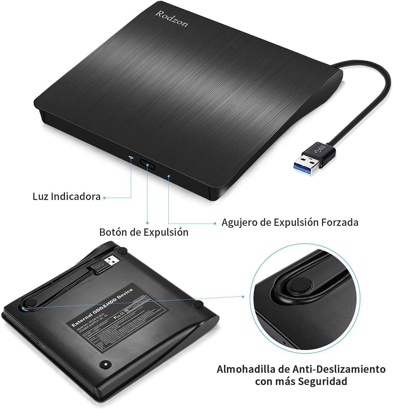 Detalle 2 de Rodzon Grabadora Externa USB 3.0 📀