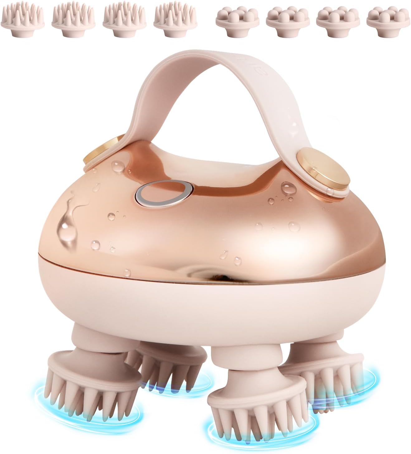 arboleaf Kopfhaut-Massagegerät – kabelloses, IPX7 wasserdichtes Kopfmassagegerät mit 8 Silikonköpfen und 3 Massagemodi