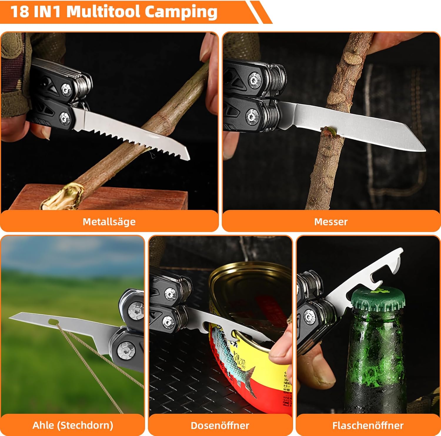 Thumbnail 6 de Olubfdh 18 in 1 Multi Tool mit faltbarer Zange und Hammer – kompakt, robust und vielseitig