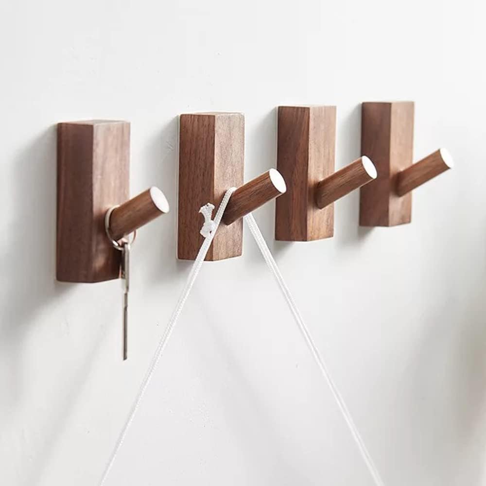 HomeDo ganci autoadesivi in legno Rettangolo noce nero 4 pezzi 🪵