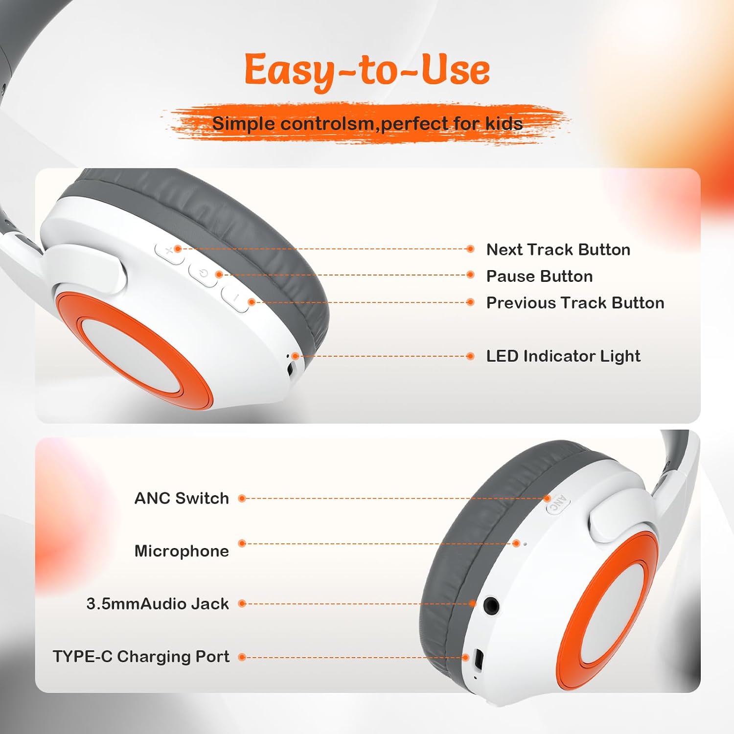 Thumbnail 6 de TONOSHARK Kids Wireless Headphones: Feather-Light Comfort, Long Playtime and Easy Portability