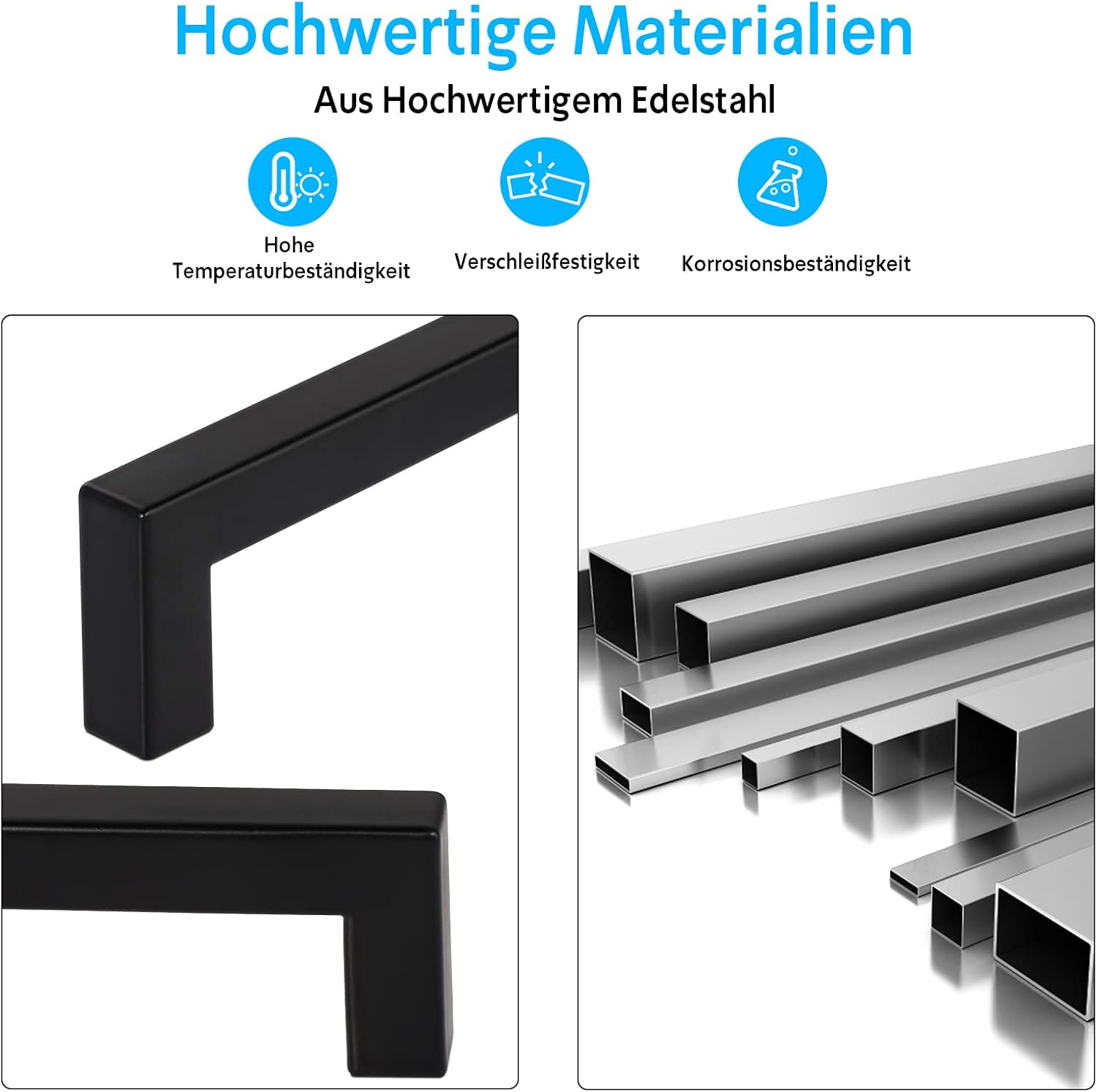 Thumbnail 3 de Baoweihua Türgriffe Küche Schwarz – 12 Stück, Lochabstand 160 mm, Gesamtlänge 170 mm