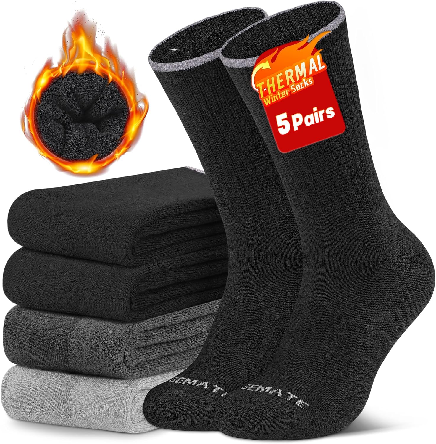 Detalle de CLOSEMATE Mens Thermal Socks 5 Pairs