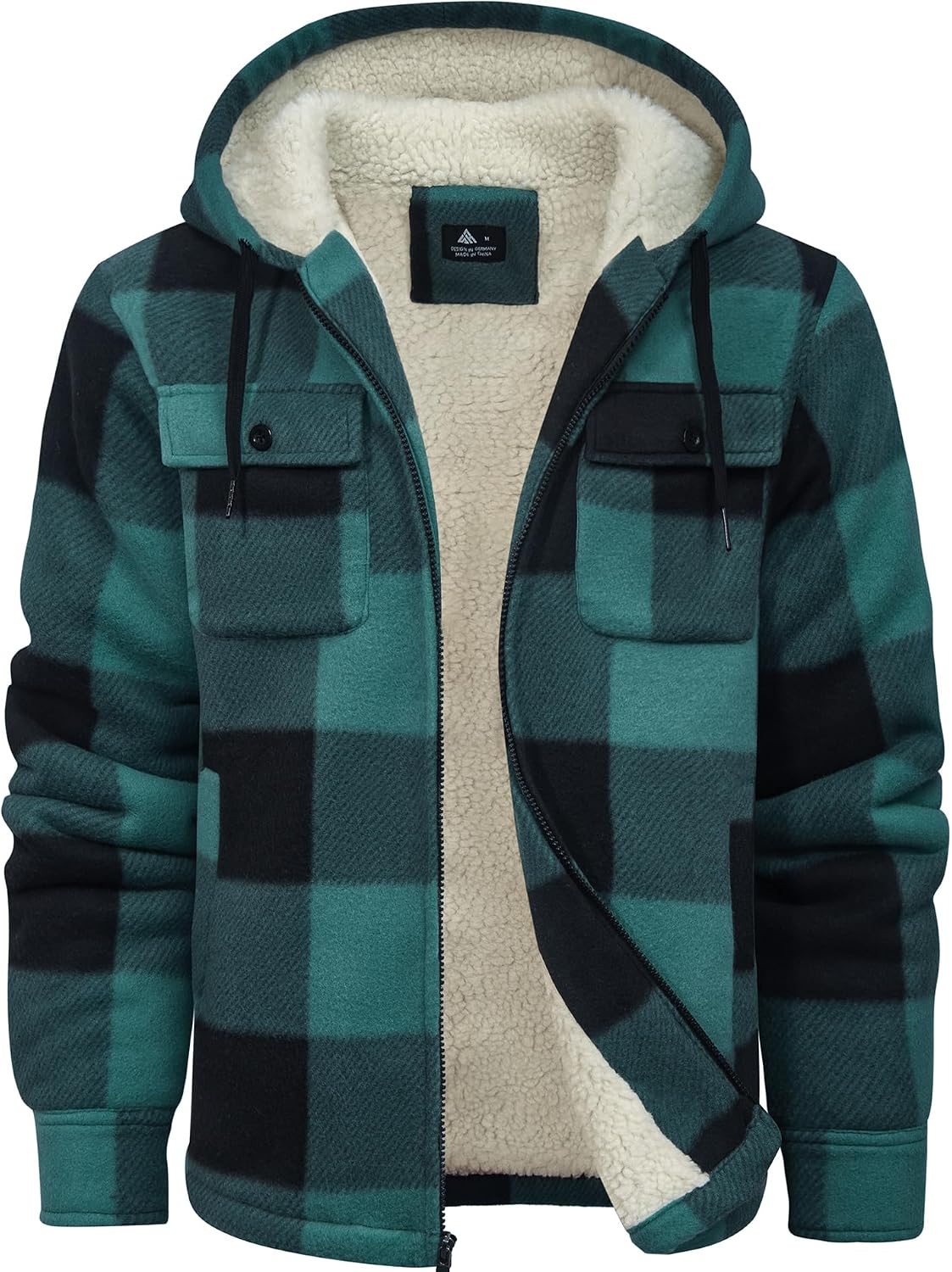 Detalle de SCODI Men's Flannel Shirt Jacket Sherpa Lined Coat