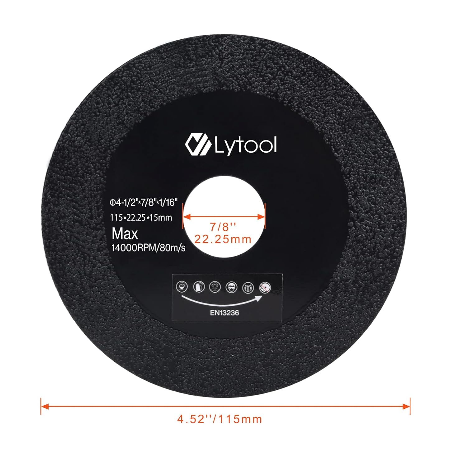 Detalle 2 de Lot de 3 disques diamants Lytool 115 mm (tronçonnage) pour verre et carrelage, avec meuleuse angulaire