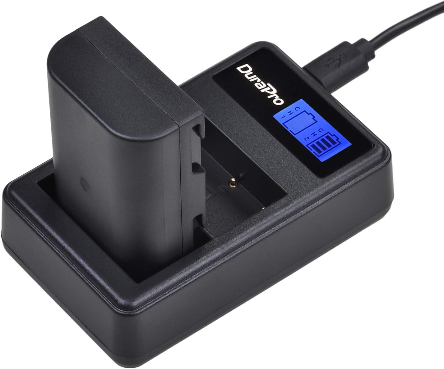 Detalle de DuraPro 2Packs 1860mAh DMW-BLF19 Battery + LCD Dual USB Charger for Panasonic Lumix DMC-GH/G9 Series