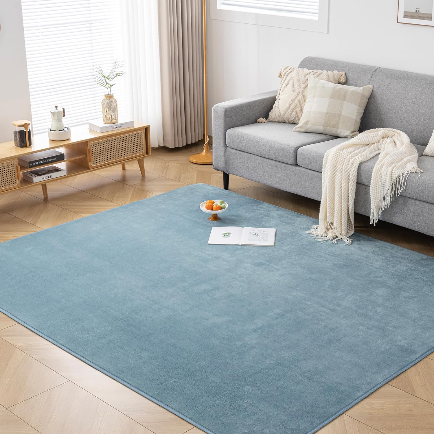 Detalle de Keusnix 200 x 250 cm Washable Rug, 4 mm Polyester Pile, Non-Slip Backing