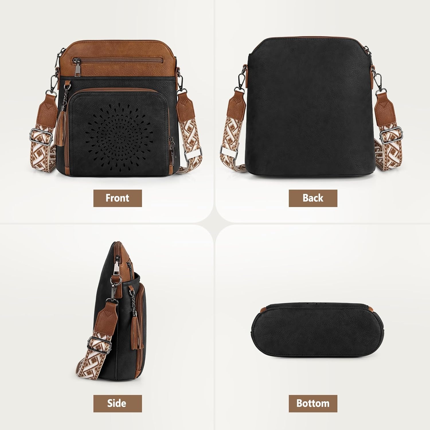 Detalle 2 de RAINSMORE Cross Body Bag Women – Soft PU Leather, Spacious & Versatile