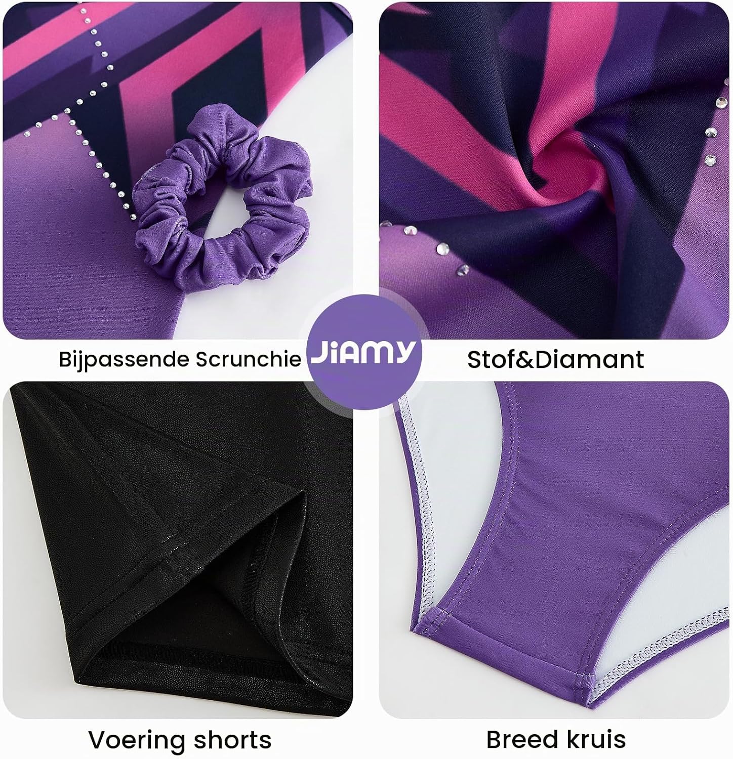 Detalle 2 de JiAmy turnpakje voor meisjes, 3-delige balletset met short en scrunchie