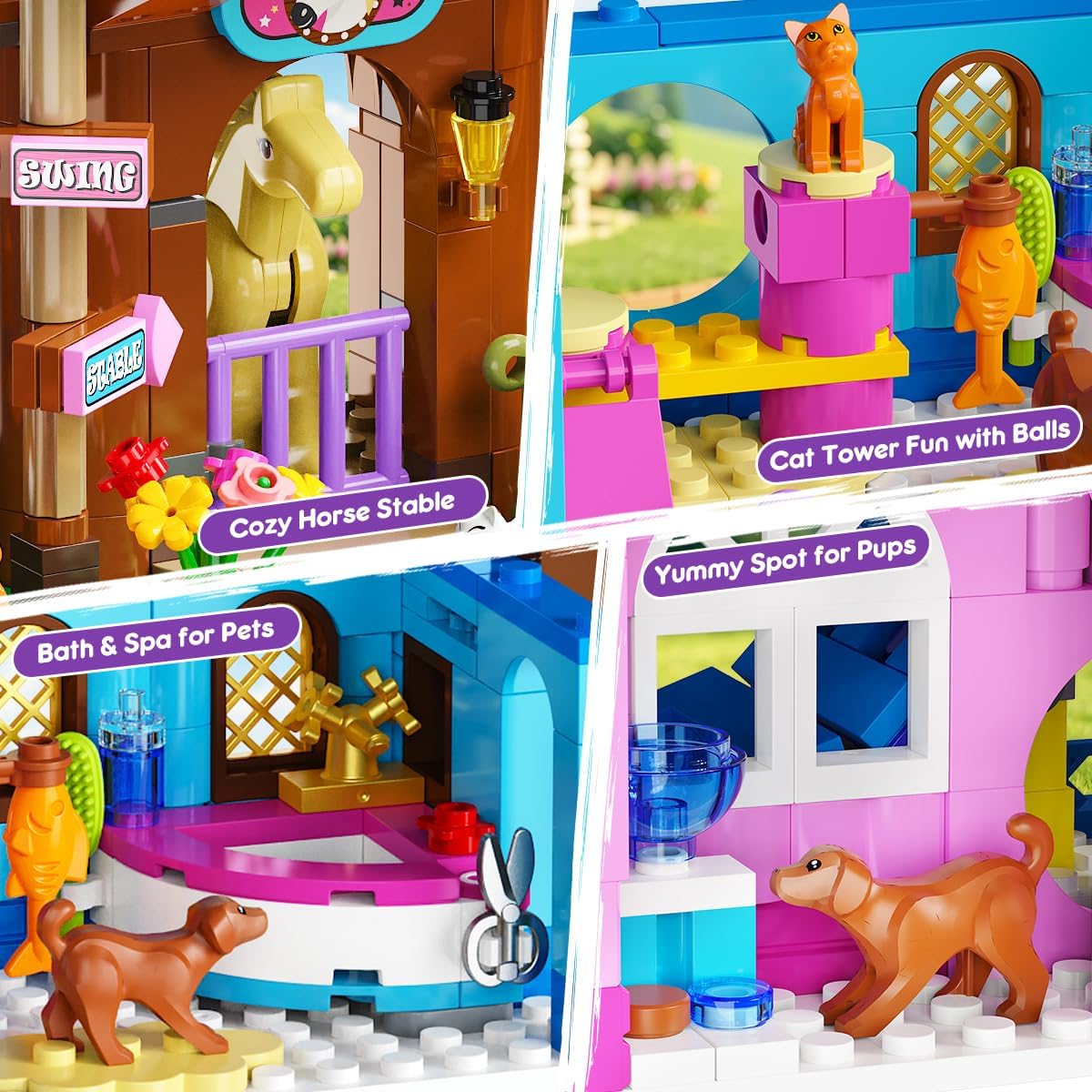 Thumbnail 4 de HOGOKIDS Friends Mädchen Baumhaus Bauspielzeug mit LED-Licht – 4-stöckiges Klemmbausteine-Abenteuer