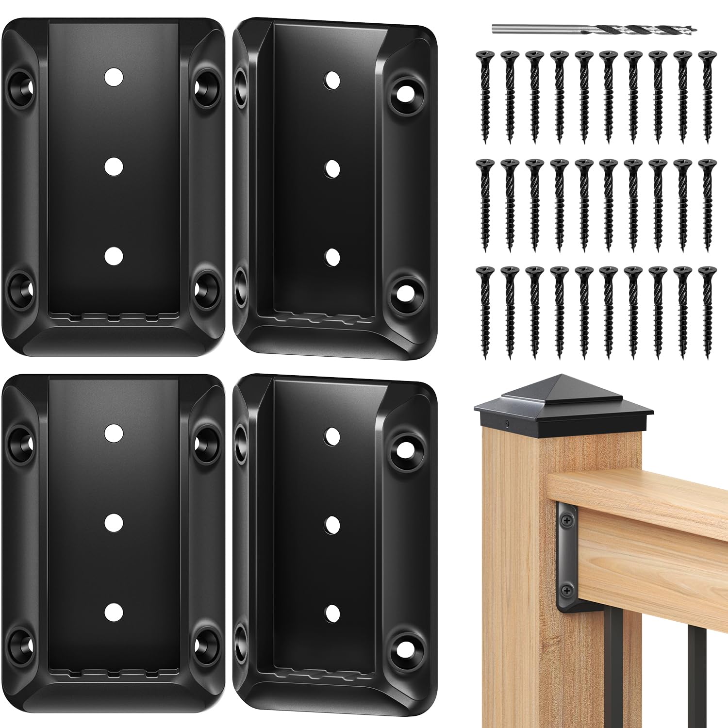 Detalle de Toscoco T-BBC-091204 Deck Railing Brackets for 2×4 Wood, Nylon 66, Black