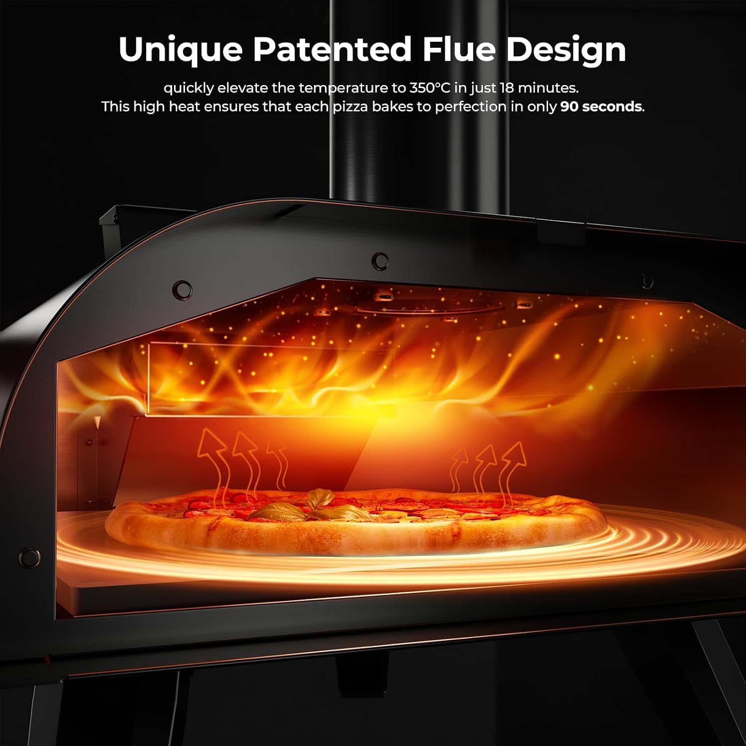 Detalle de BIG HORN OUTDOORS Wood Pellet Pizza Oven — portable stainless steel pizza maker for Neapolitan-style pies