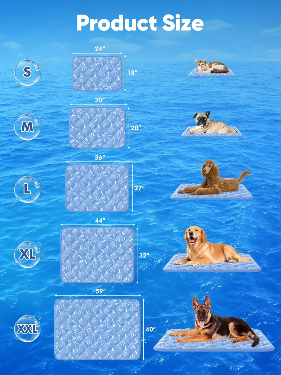 Thumbnail 6 de Rywell Kühlmatte für Hunde 110x80 cm Plus Version – Selbstkühlend, farbwechselnd & rutschfest